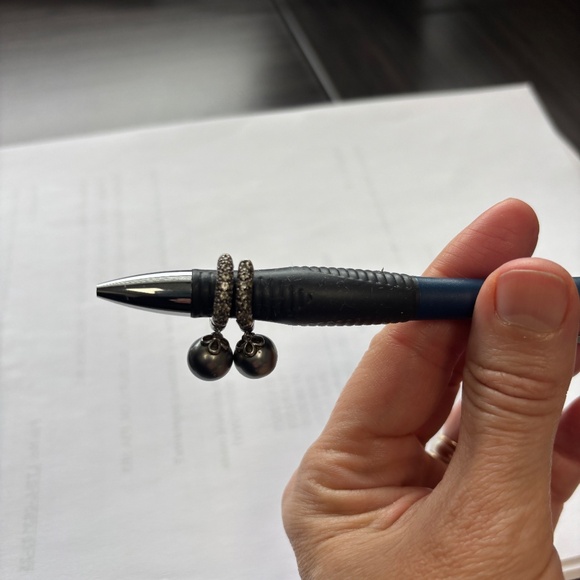 925 silver Grey Tahitian real pearls earrings - Picture 2 of 5